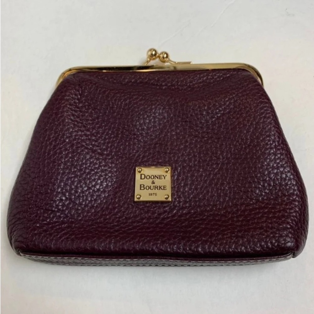 Dooney & Bourke Eggplant leather kiss lock coin purse